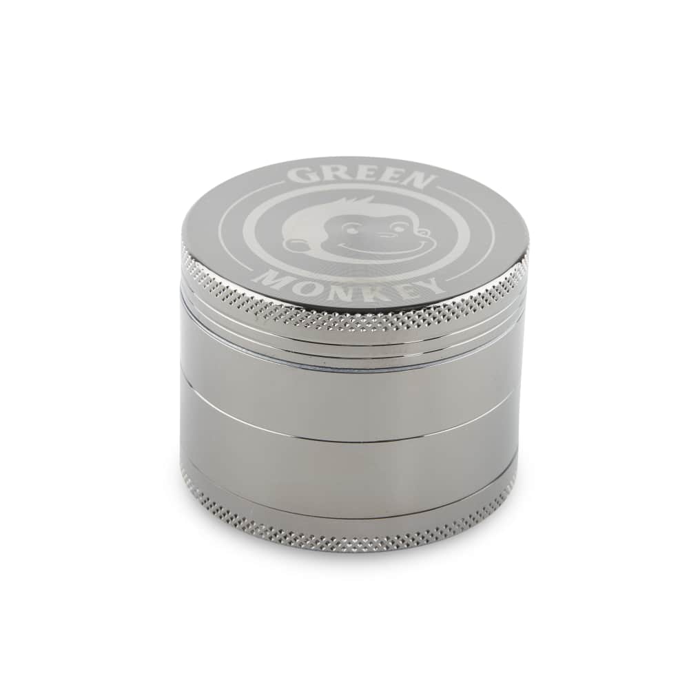 A front view of the Capuchin 55mm Grinder, featuring a textured metal finish and cylindrical shape against a plain white background.