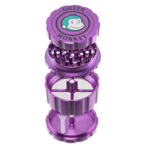 A close-up, angled view of the Javan 63mm Magnetic Herb Grinder, displaying its multi-tiered, metallic design.