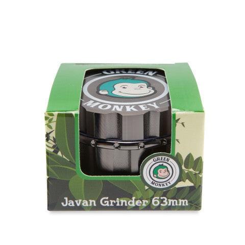 Front view of the Javan 63mm Magnetic Herb Grinder with a metallic finish against a dark backdrop.