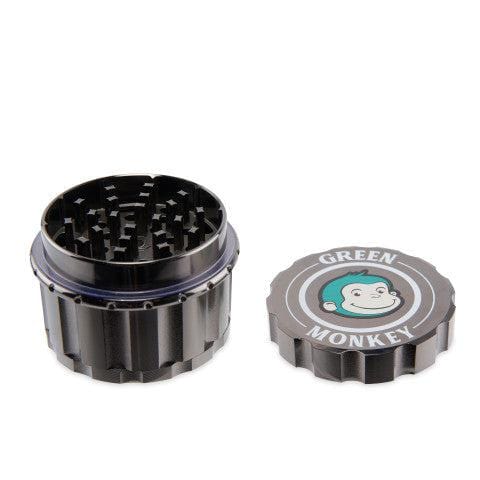 Close-up of the Javan 63mm Magnetic Herb Grinder, showcasing its dark metallic finish and multi-part design.