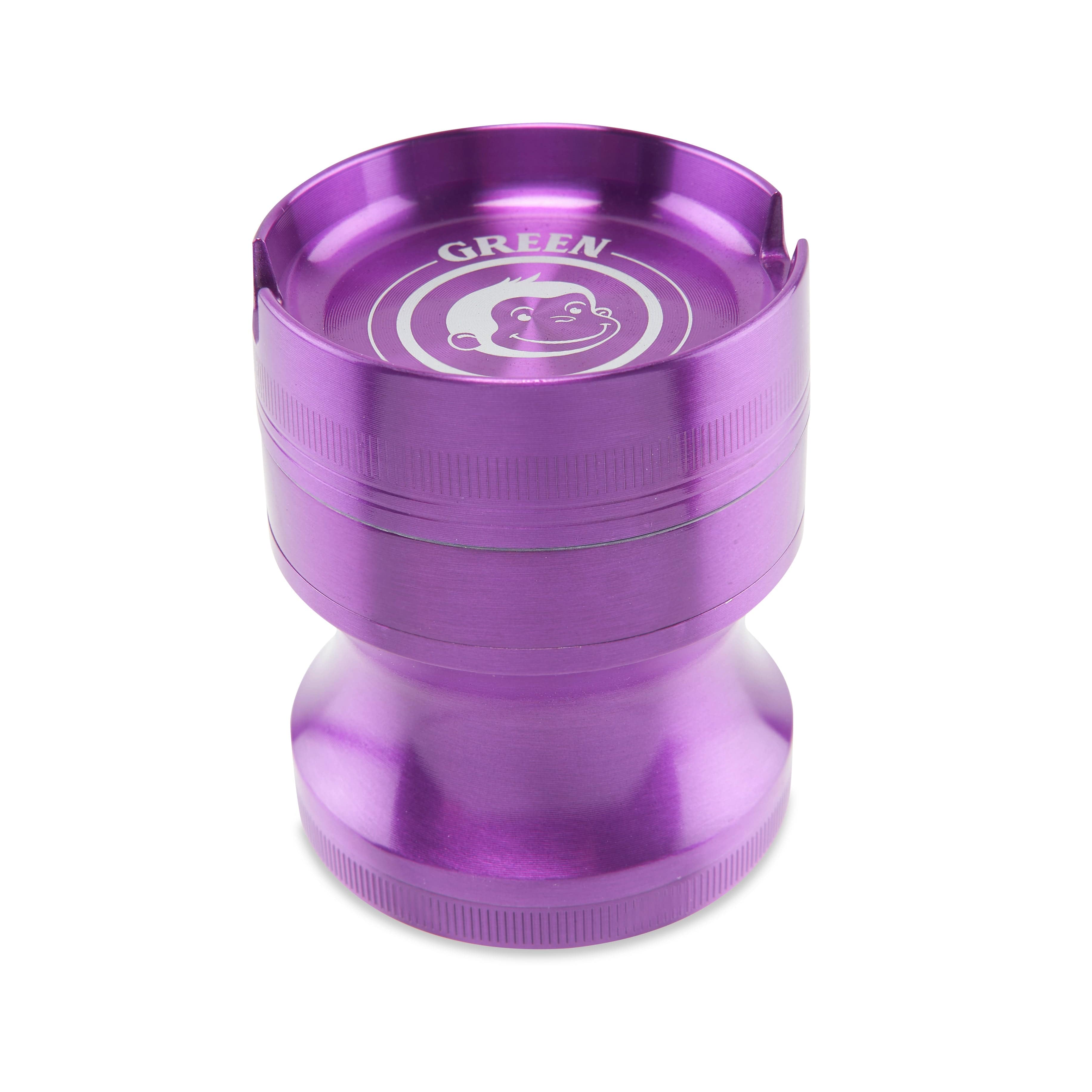 Front view of the Chacma 63mm Magnetic Grinder with Ashtray, a metallic purple grinder with a magnetic closure.