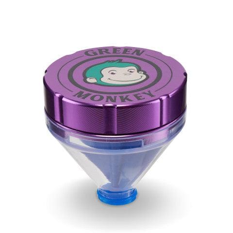 A slightly angled view of the Patas 50mm Funnel Grinder, showcasing its metallic finish and conical shape.
