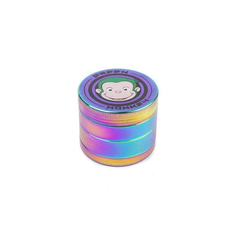 Front view of the Capuchin 55mm Grinder, a metallic grinder with multiple tiers and a textured surface.