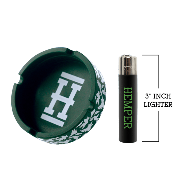 Overhead view of the Asher "Cannaflage" Silicone Ashtray, showcasing its circular shape and patterned camouflage design.