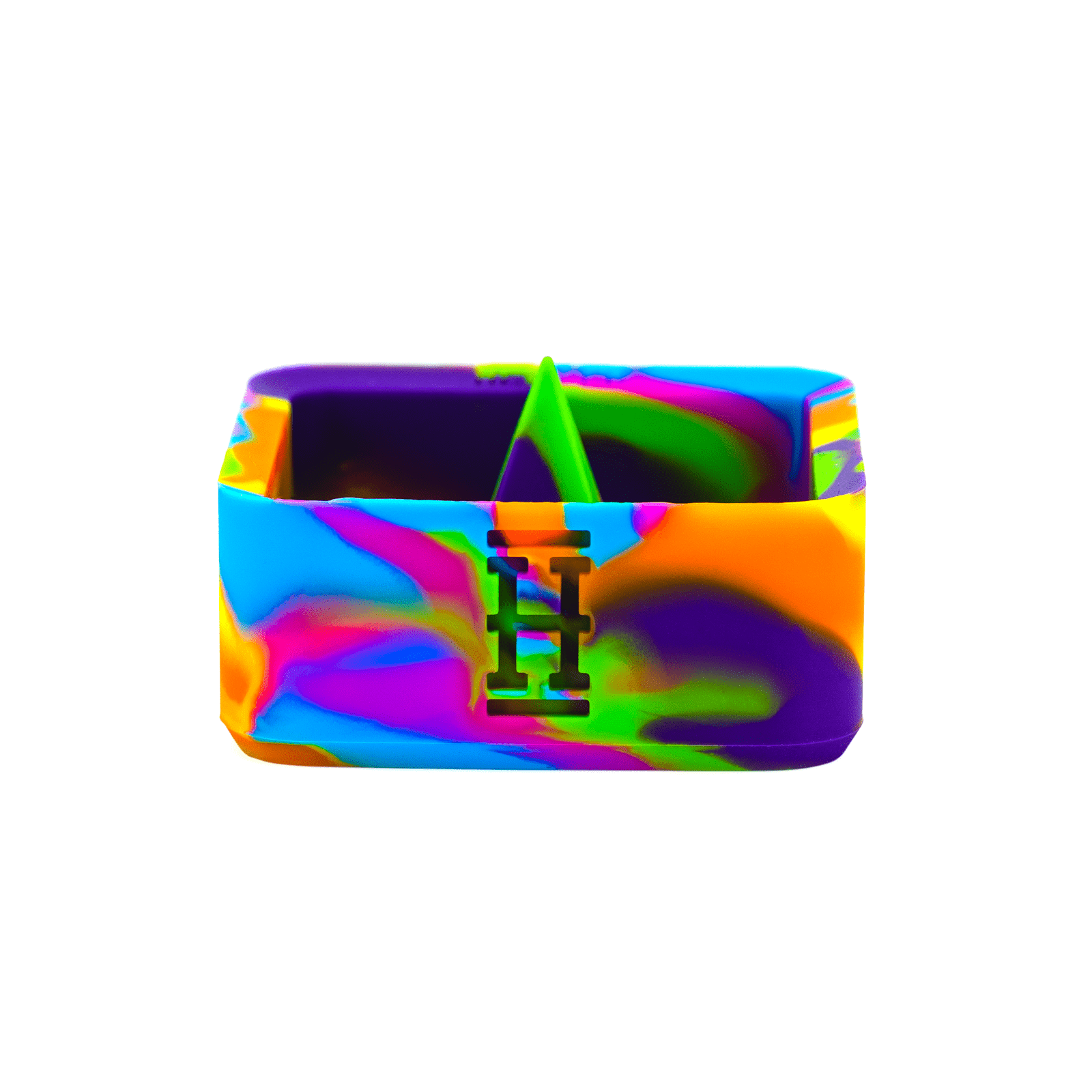 Front view of the Silicone Caché Debowling Ashtray, a colorful, rounded dish with a smooth, glossy finish.