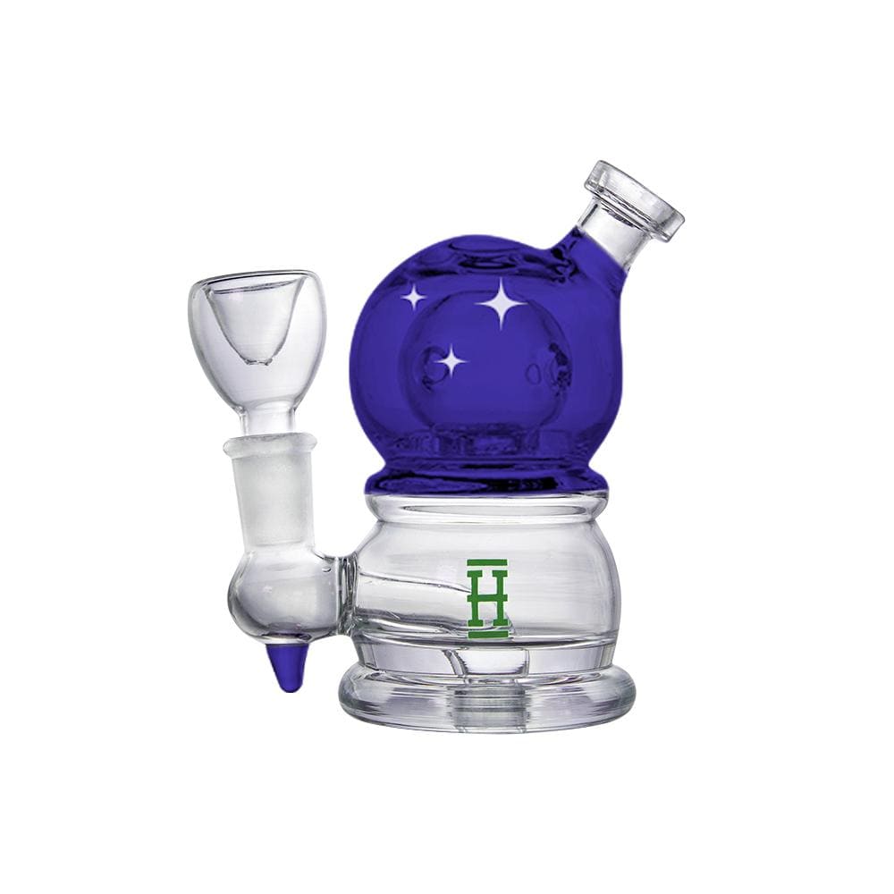 Front view of the Hemper Crystal Ball Rig, a clear glass piece with a rounded base and stem visible against a plain white background.