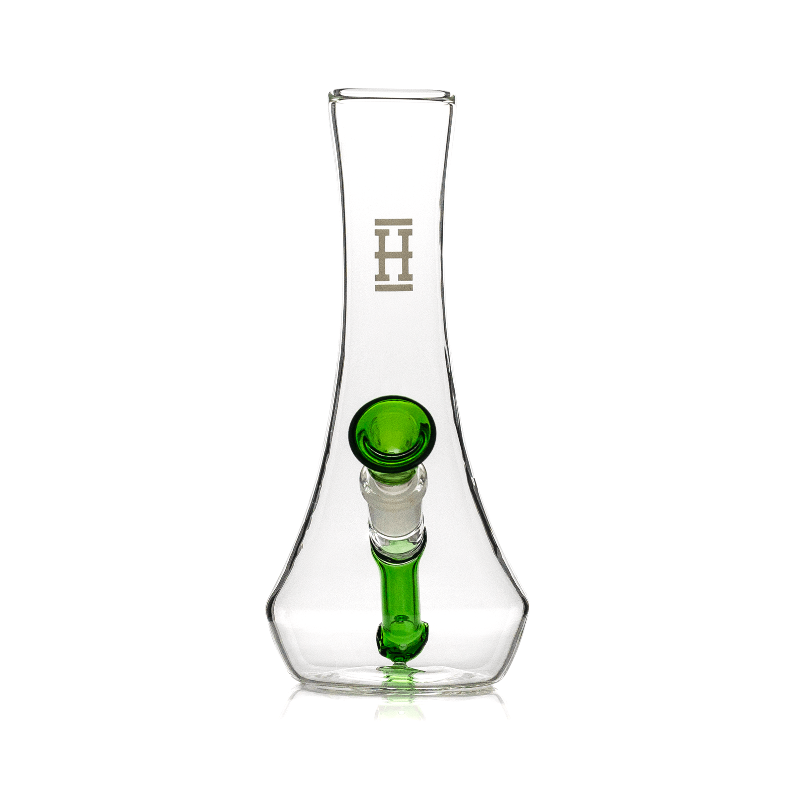 A straight-on view of the Hemper Vase Bong, displaying its clear glass construction and simple vase shape.