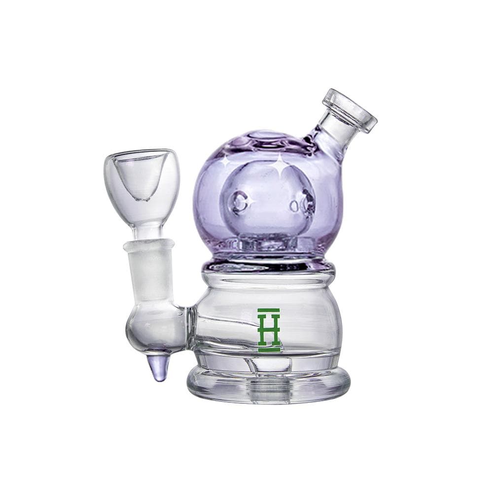 A three-quarter view of the Hemper Crystal Ball Rig, showcasing the clear glass sphere and stem against a plain white background.