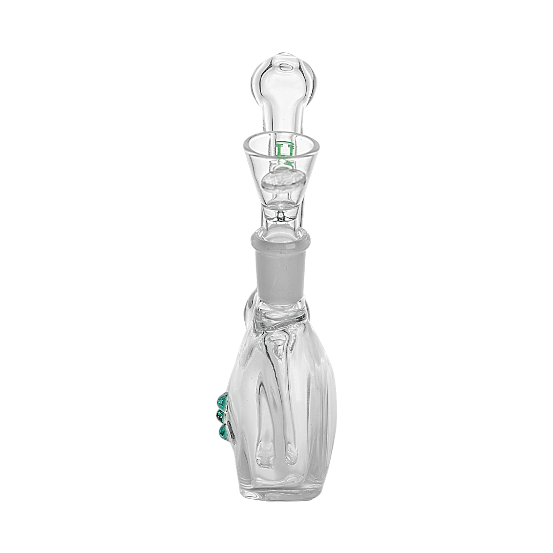 A front view of the Hemper Flavor Saver Rig, a clear glass rig with a simple, rounded design.