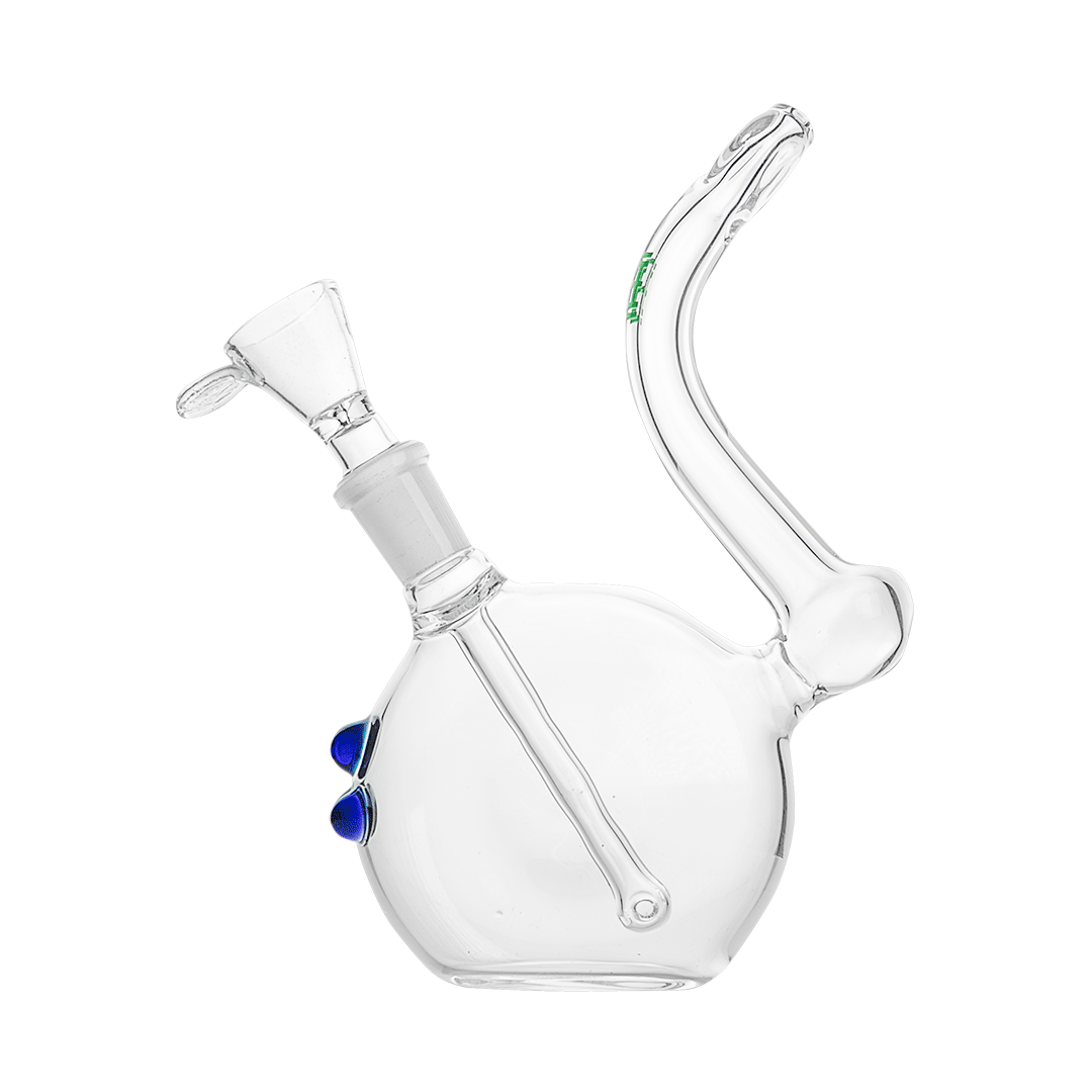 A three-quarter view of the Hemper Flavor Saver Rig, showcasing its clear glass construction and simple, cylindrical shape.