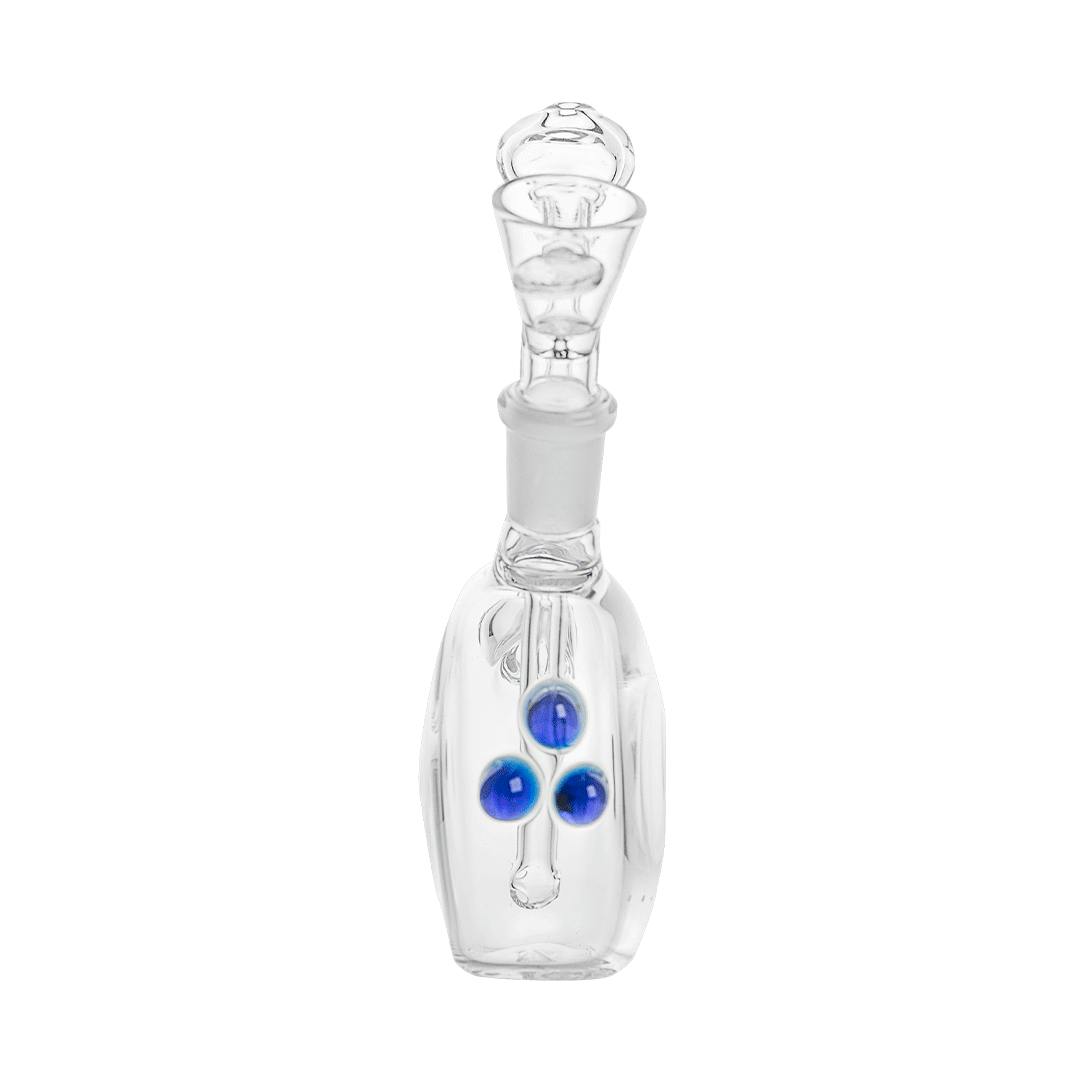Front view of the Hemper Flavor Saver Rig, a clear glass piece with rounded curves and a simple cylindrical shape.