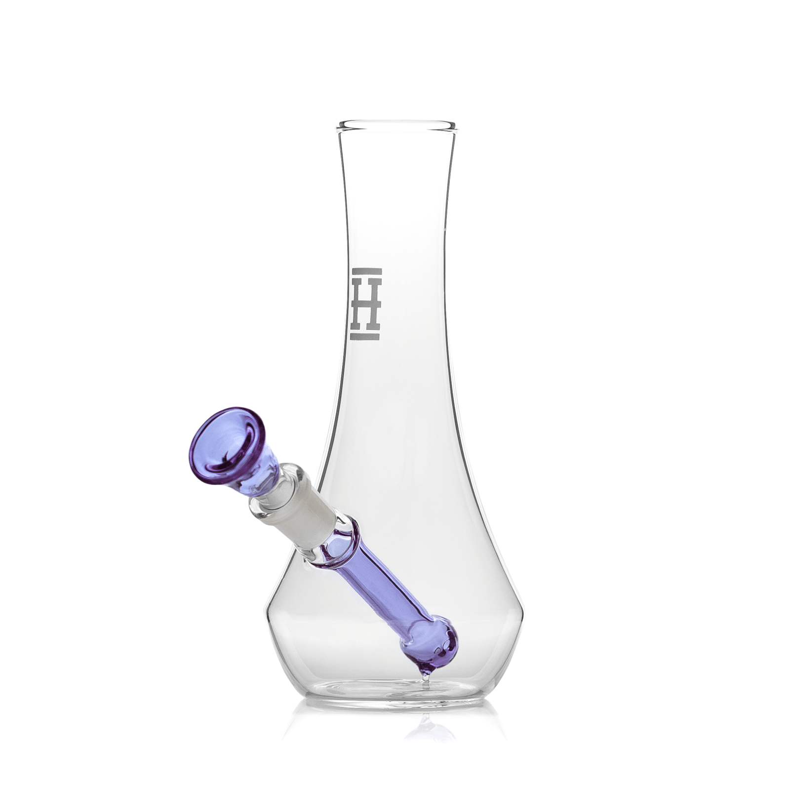 A three-quarter view of the Hemper Vase Bong, featuring a clear glass construction and simple, cylindrical shape.
