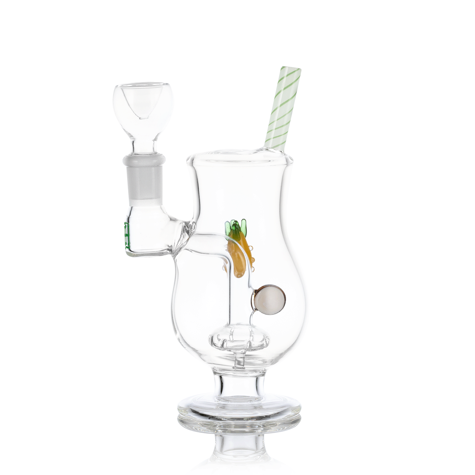 Front view of the 6-inch Pina Colada Bong, a clear glass piece resembling a tropical drink glass.