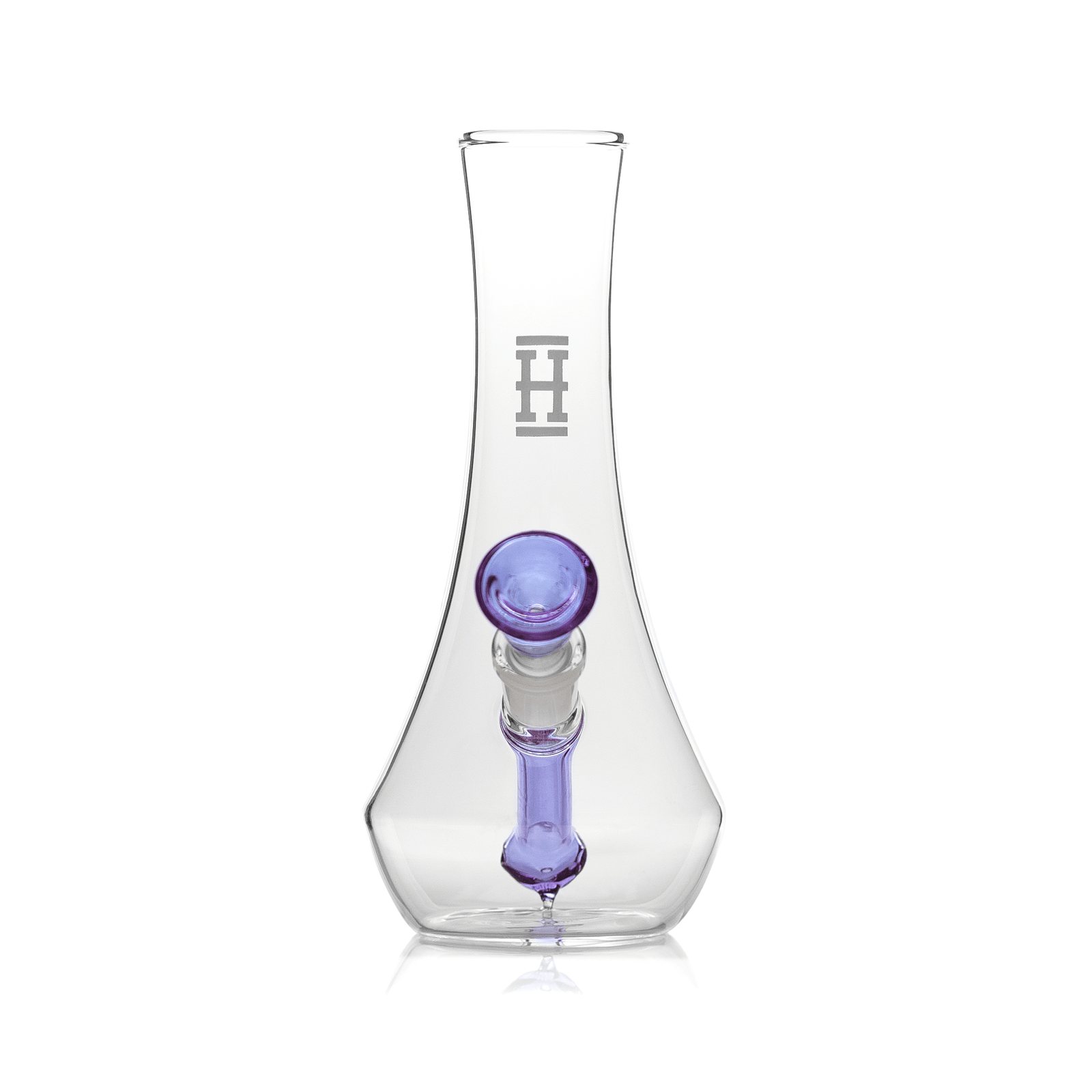 A front view of the Hemper Vase Bong, showcasing its clear glass construction and simple, elegant design.
