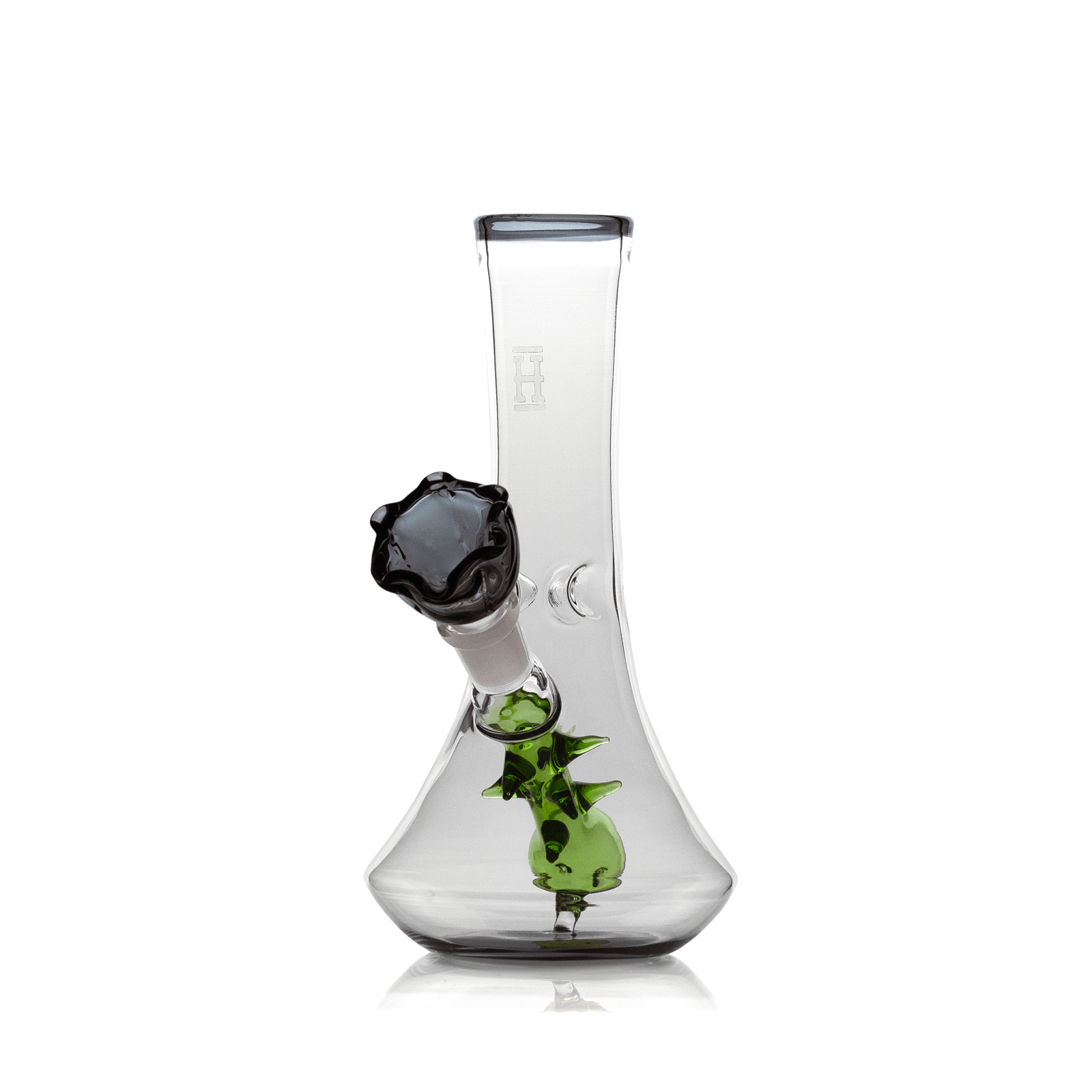 A front view of the Hemper Flower Vase Bong, showcasing the clear glass vase-shaped body and simple design.
