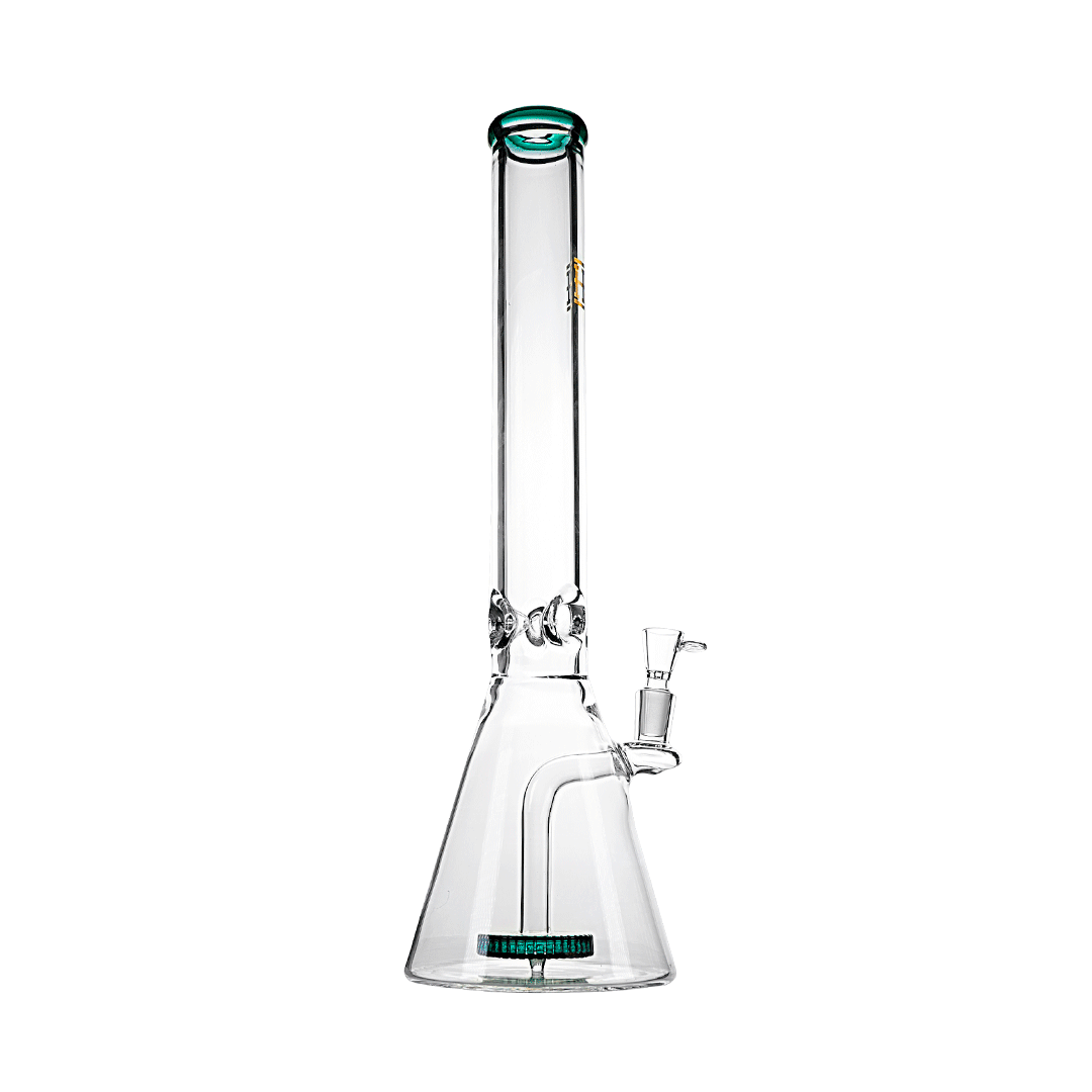 Front view of the 18-inch Hemper Beast Bong, displaying a clear glass construction with a simple, cylindrical shape.