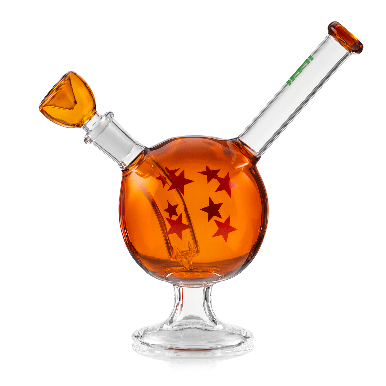 A three-quarter view of the Wish Ball Bong, showcasing its rounded glass form and clear construction.