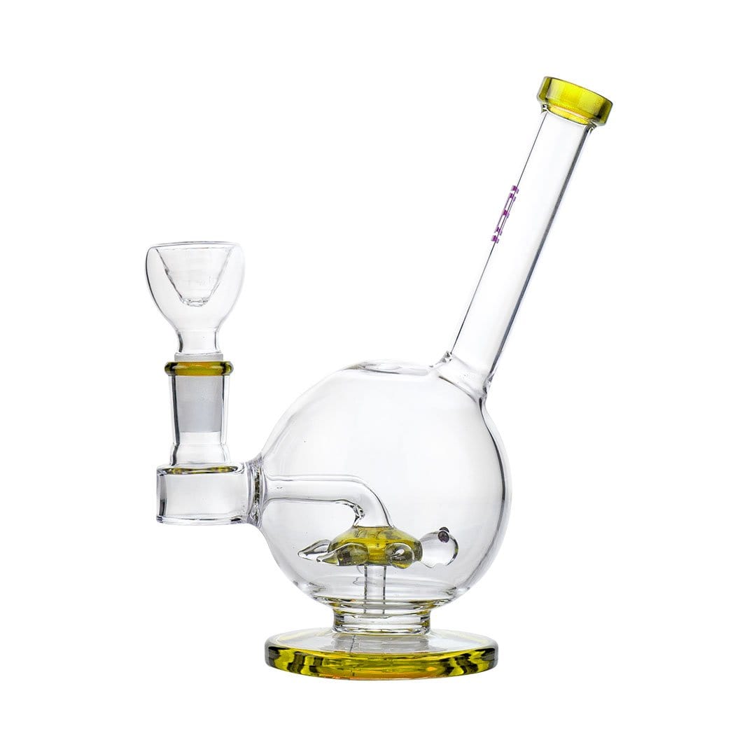 Front view of the Sea Turtle Bong, a clear glass water pipe with a rounded base and detailed sculpted turtle design.