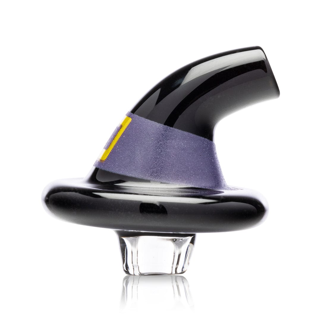 A top-down view of the Witch's Hat Carb Cap, featuring a dark, conical shape with a reflective surface.