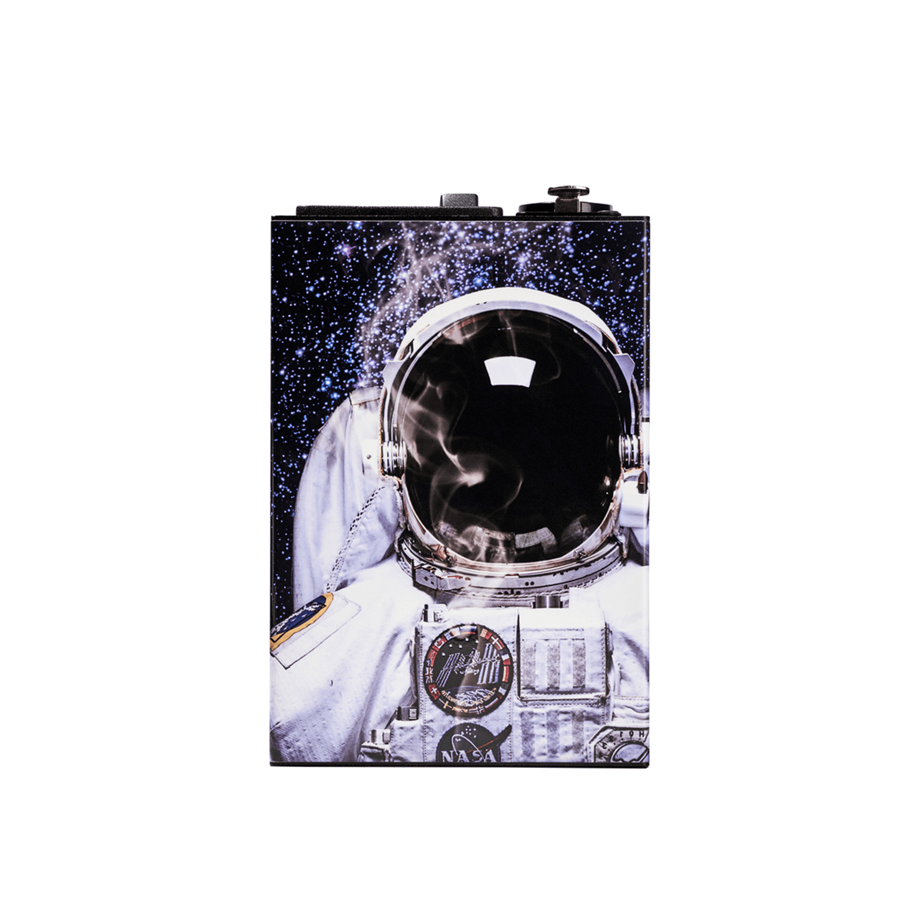Top-down close crop of an astronaut helmet graphic on the LCD E-Nail Hybrid Nail Kit against a white background