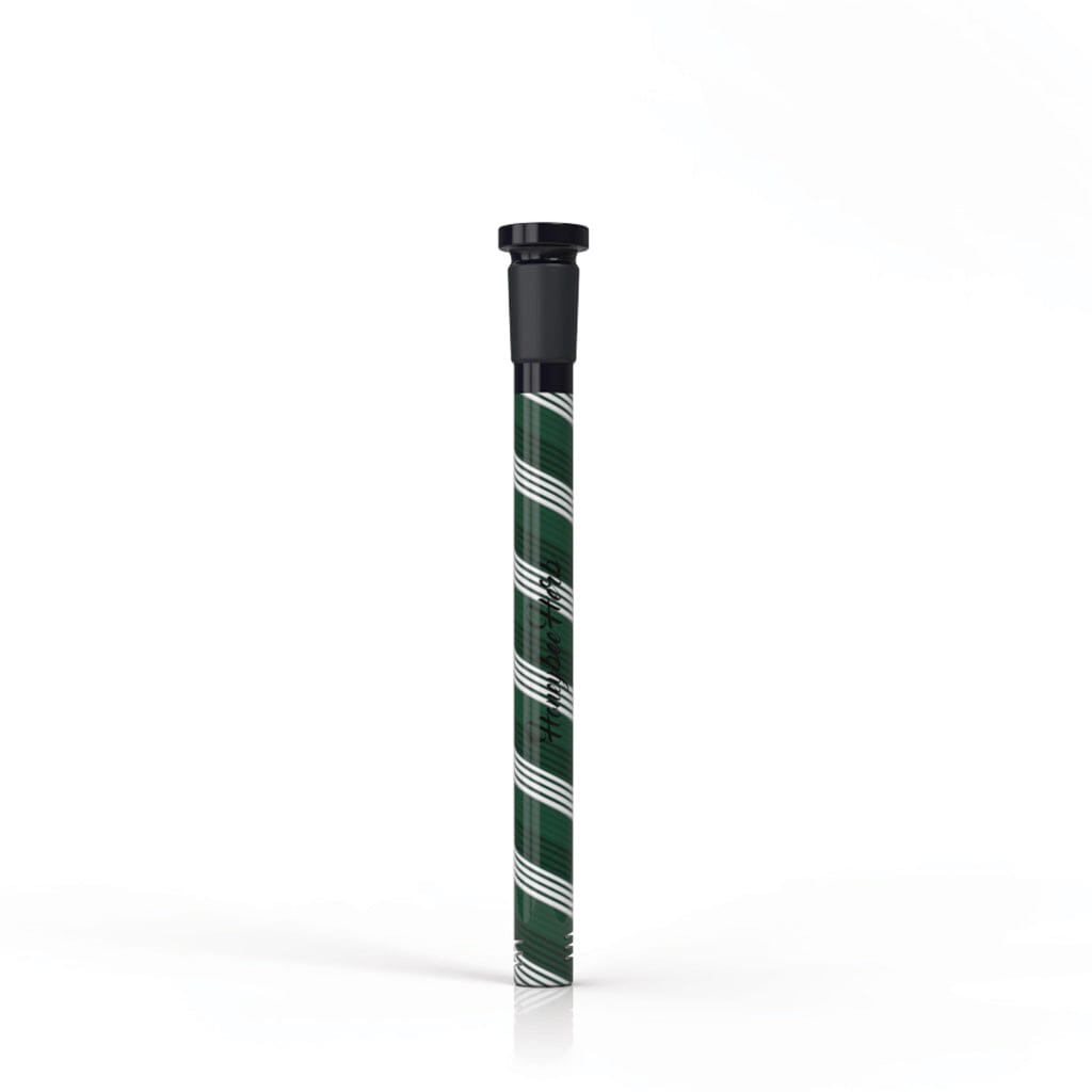 Front view of the CANDY POP Downstem, a clear glass piece with a simple cylindrical shape.