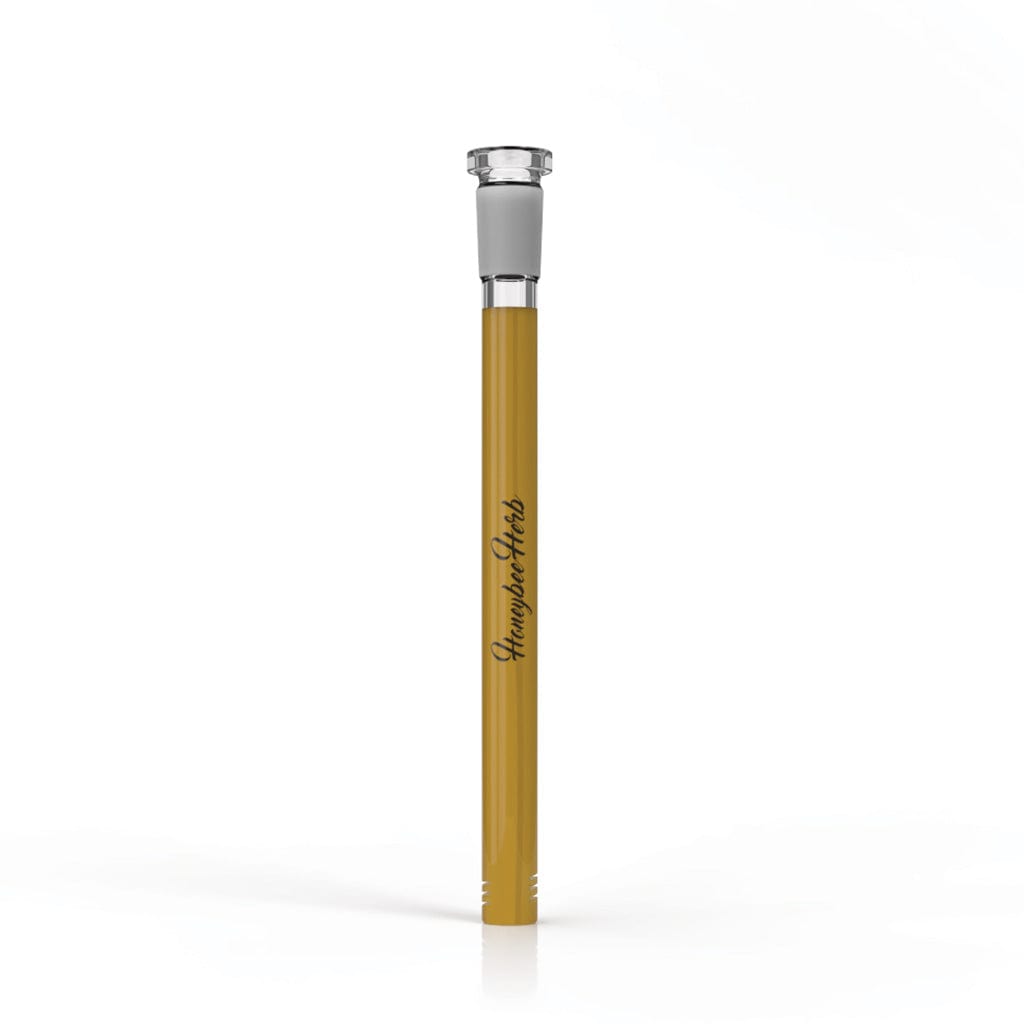 A studio shot of the COLOR POP DOWNSTEM, showing its cylindrical shape and smooth, clear glass construction.