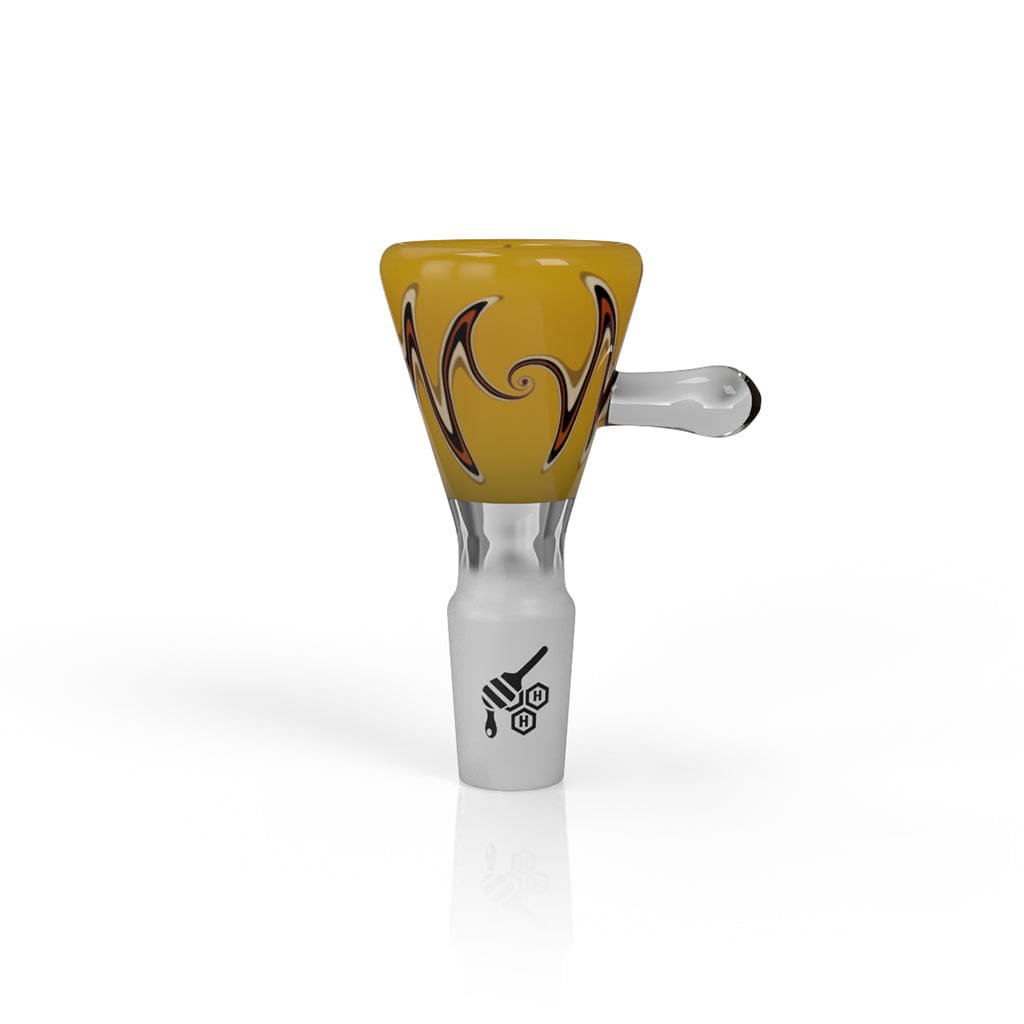 The MARTINI FLAME WIG WAG FLOWER BOWL is shown in a close-up, angled view highlighting its colorful glass flower design.