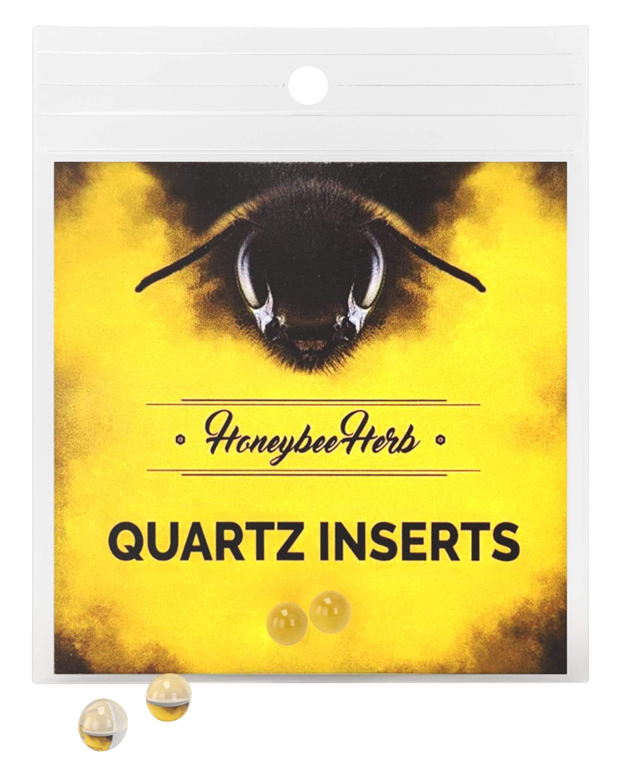 Close-up front view of a Honeybee Herb Honey Pearls pack with a bold yellow bee graphic and three small translucent pearls.