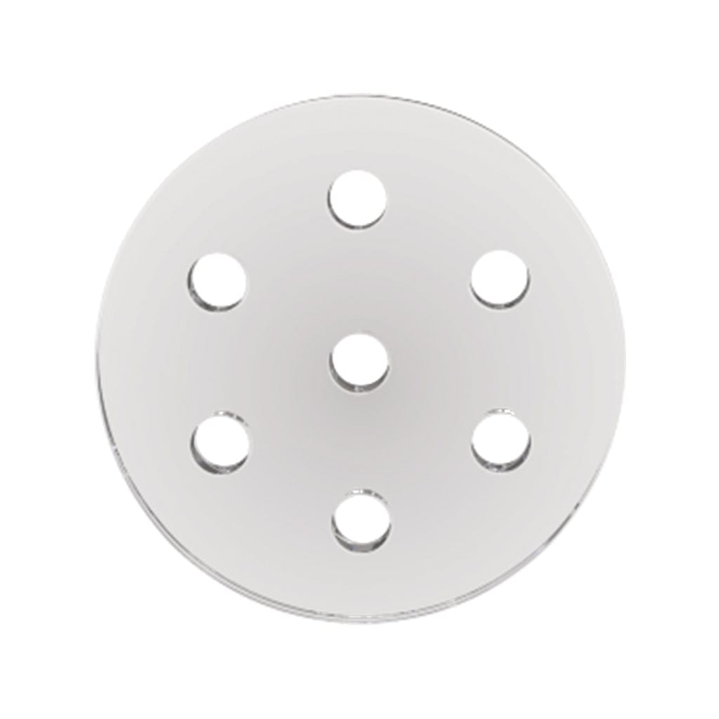 Glass ash catcher disc with multiple holes.