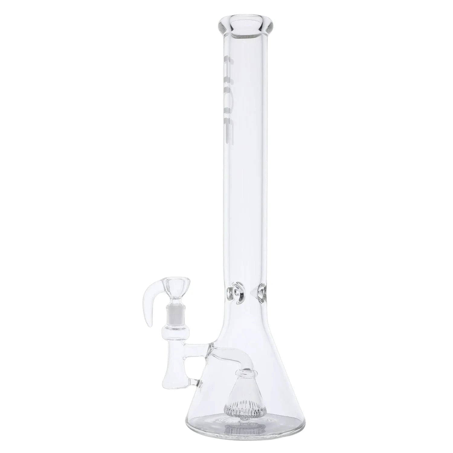 Front view of the Professor Bong Clear - 18.5" standing on a white background showing its tall straight neck, beaker base, and clear glass bowl.