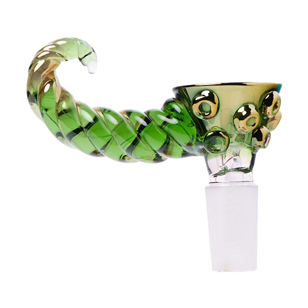 Cheech Glass Dry Herb Bowl Green Fumed Bowl with Handle