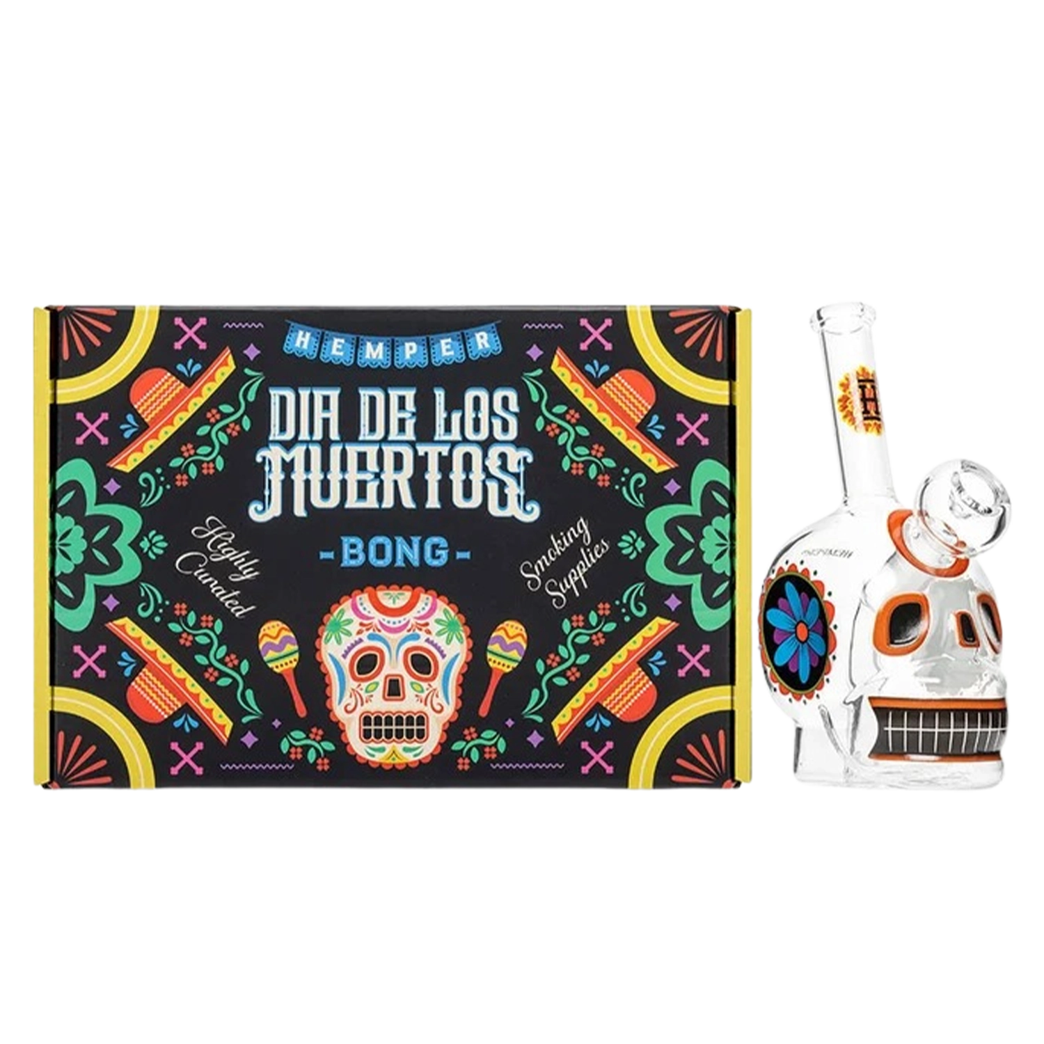 Dia De Los Muertos Skull Bong 6.1"