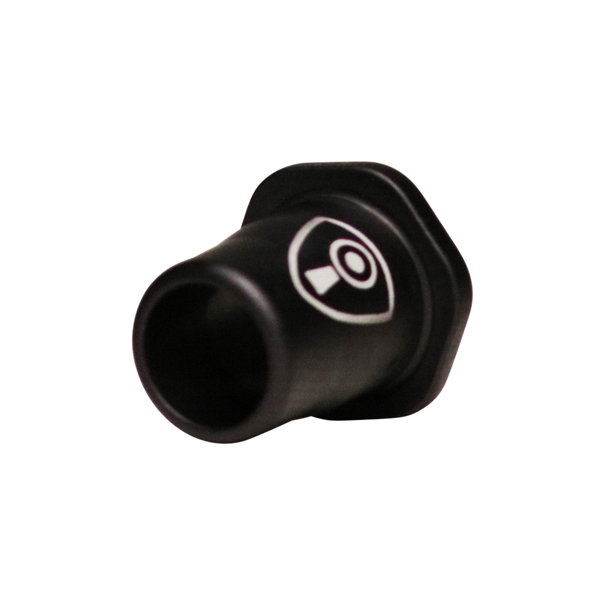 Close-up angled view of the black Adaptabowl showing its rounded rim and white logo detail.