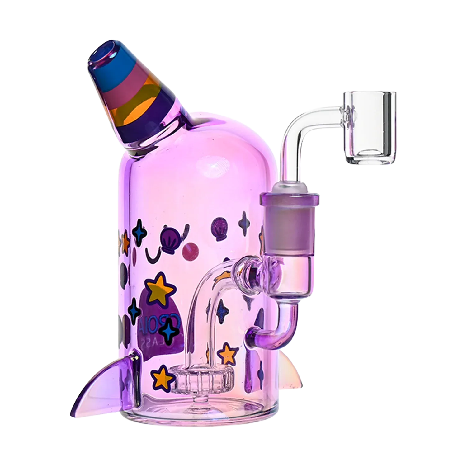 Croia Glass Cute Narwhal Dab Rig – Mini Showerhead Perc Rig | Croia Glass