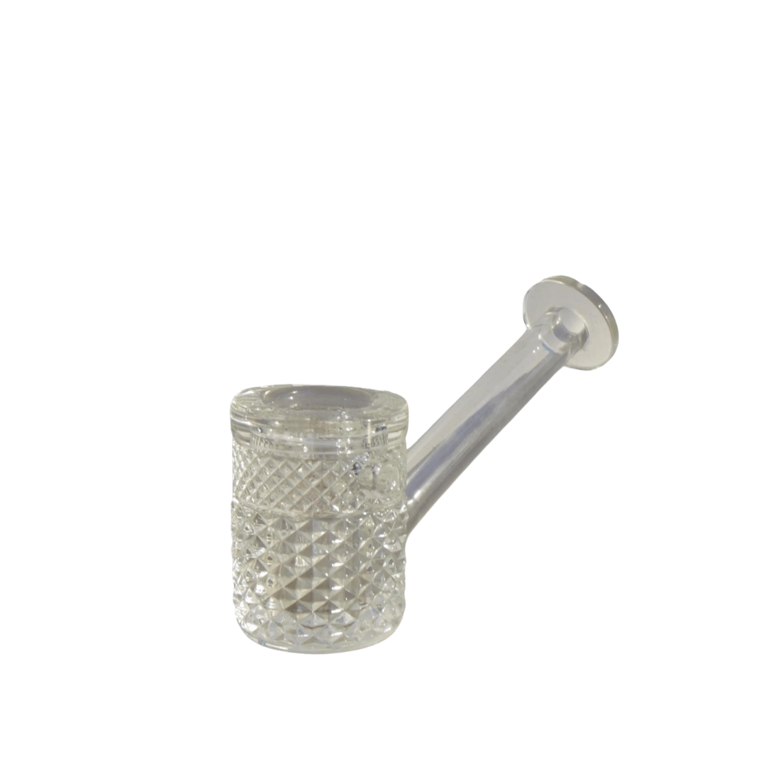A side view of the Jane West Twenties Collection Hand Pipe, showcasing its smooth, sculpted glass design.