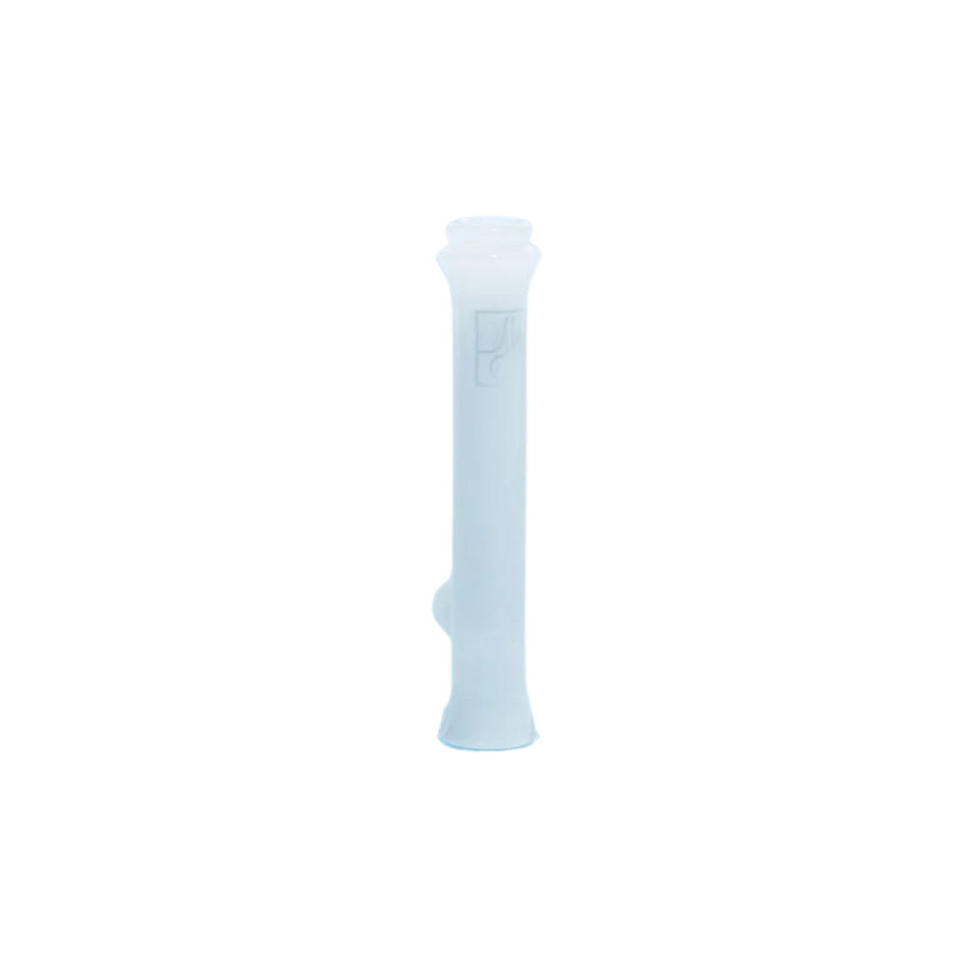 Front view of The Taster By Jane West, a slender glass piece presented against a plain white background.