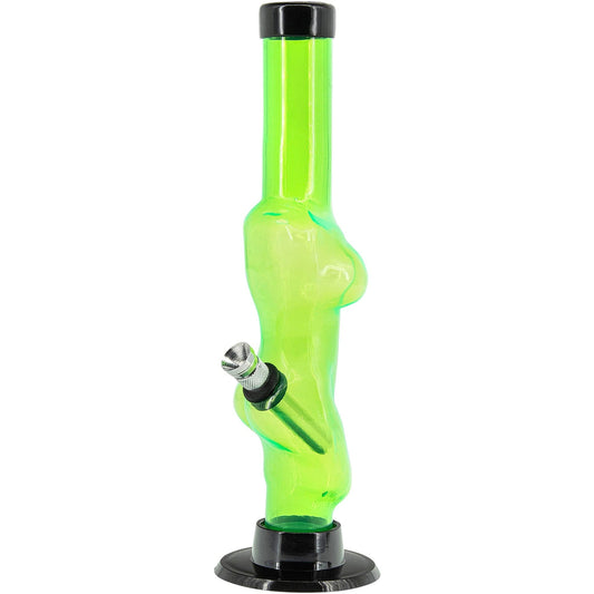 Green acrylic water pipe with anatomical female form.