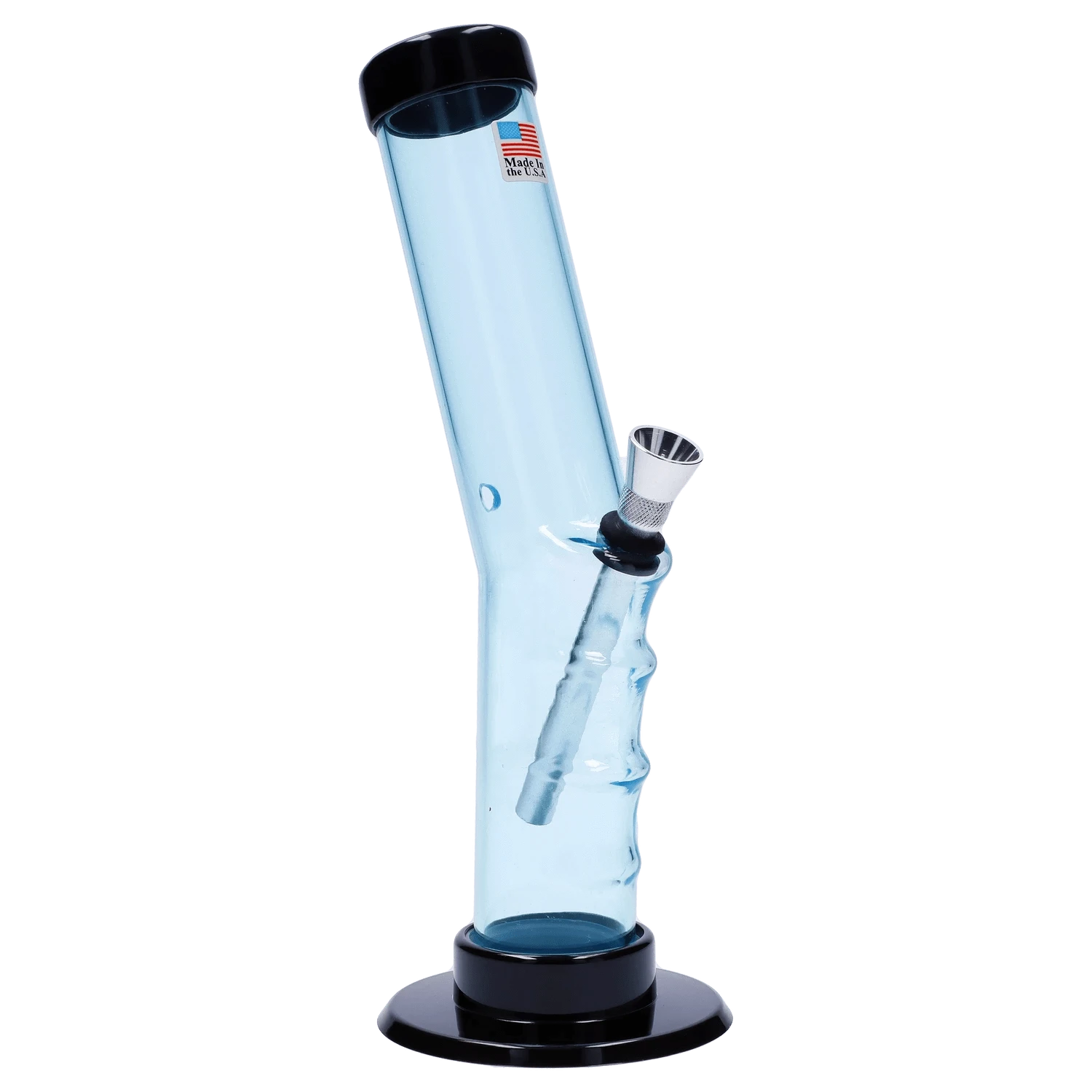 JM Plastic Water Pipe Blue Tinted Clear JM Plastics Bent Neck Straight Tube with Grip Acrylic Water Pipe - 9 in.