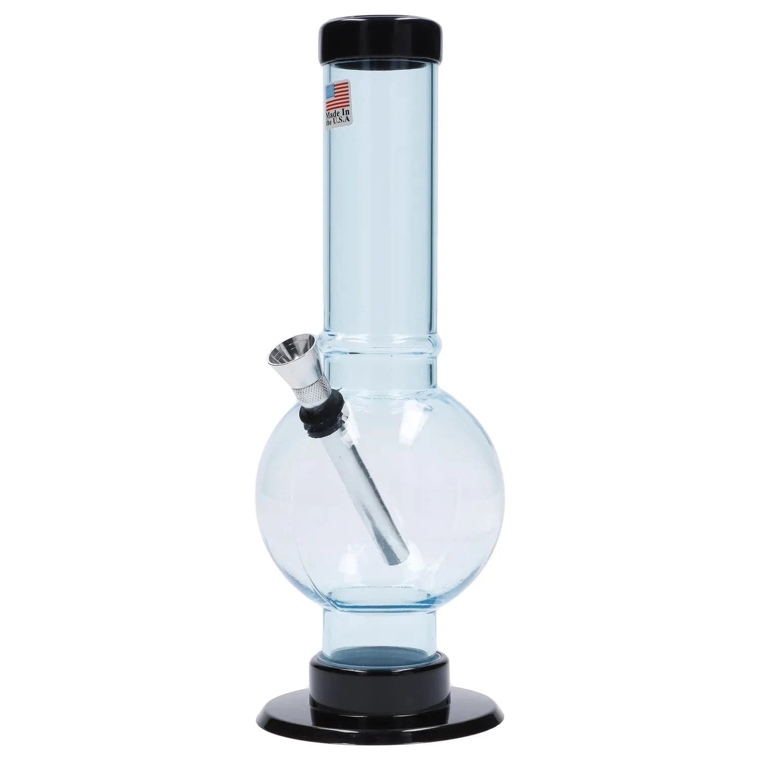 JM Plastic Water Pipe Blue Tinted Clear JM Plastics Bubble Base with Carb Hole Acrylic Water Pipe - 9 in.