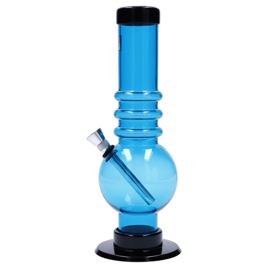 JM Plastic Water Pipe Blue Tinted Clear JM Plastics Bubble Base with Grip Acrylic Water Pipe - 9 in.