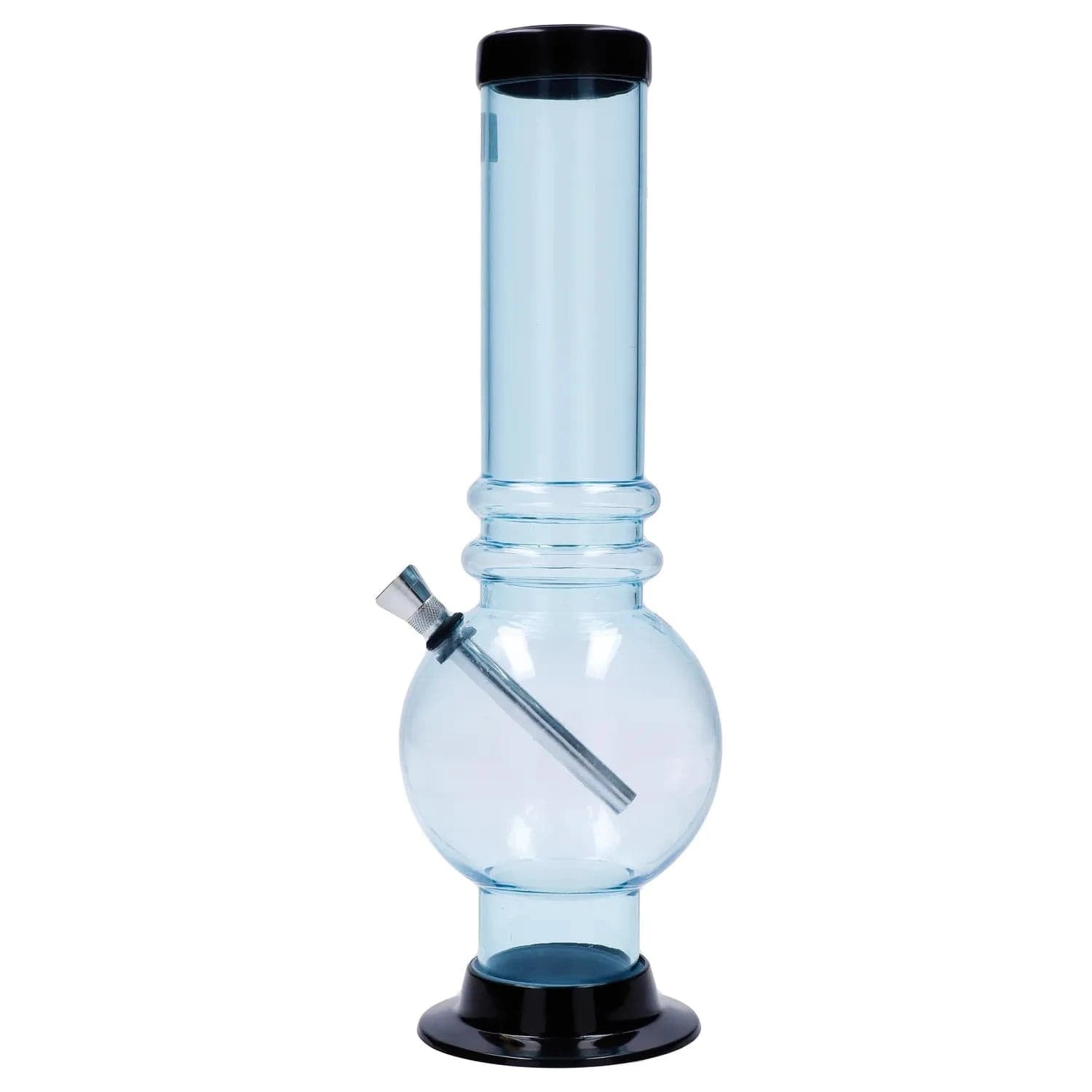 JM Plastic Water Pipe Blue Tinted Clear JM Plastics Large Bubble Base with Grip Acrylic Water Pipe - 12 in.
