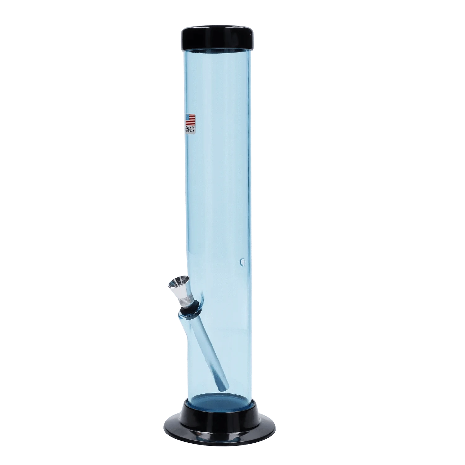 JM Plastic Water Pipe Blue Tinted Clear JM Plastics Large Straight Tube with Carb Hole Acrylic Water Pipe - 12 in.
