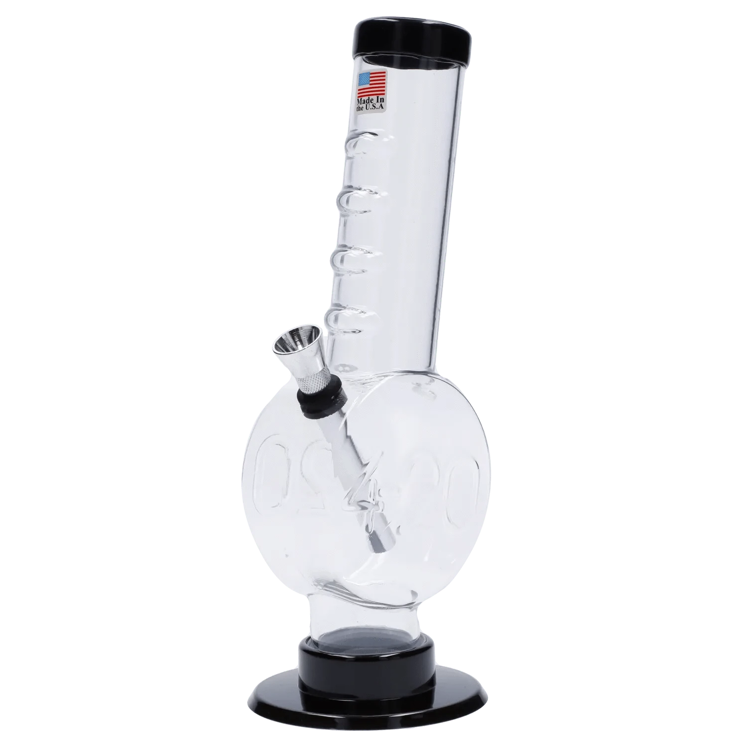 JM Plastic Water Pipe Clear JM Plastics 420 Coin Base with Grip Acrylic Water Pipe - 9 in.