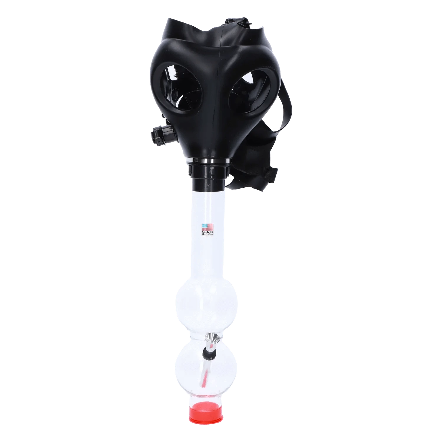 JM Plastic Water Pipe Clear JM Plastics Black Gas Mask with Bright Acrylic Water Pipe