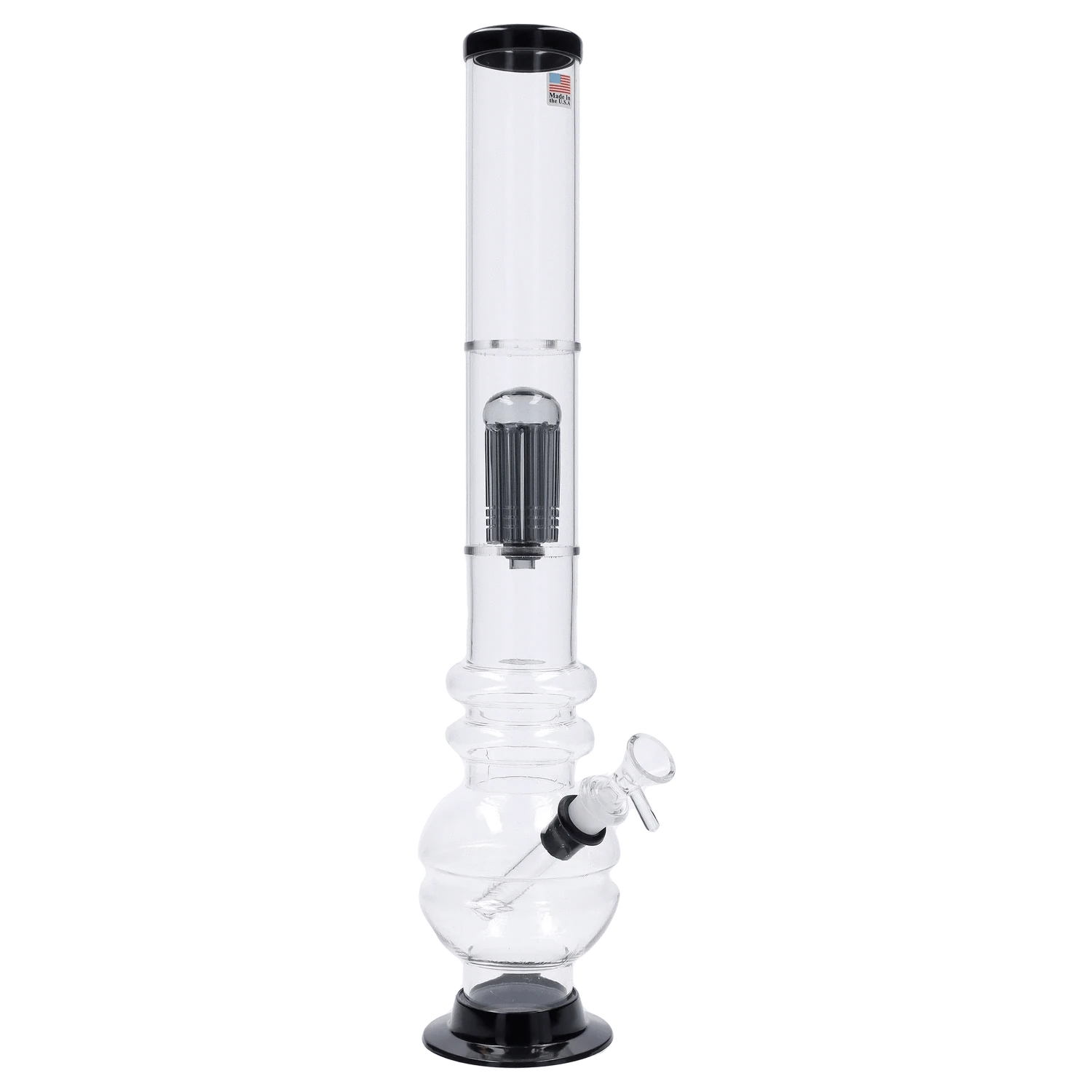 JM Plastic Water Pipe Clear JM Plastics Bubble Base with Glass Perc Acrylic Water Pipe