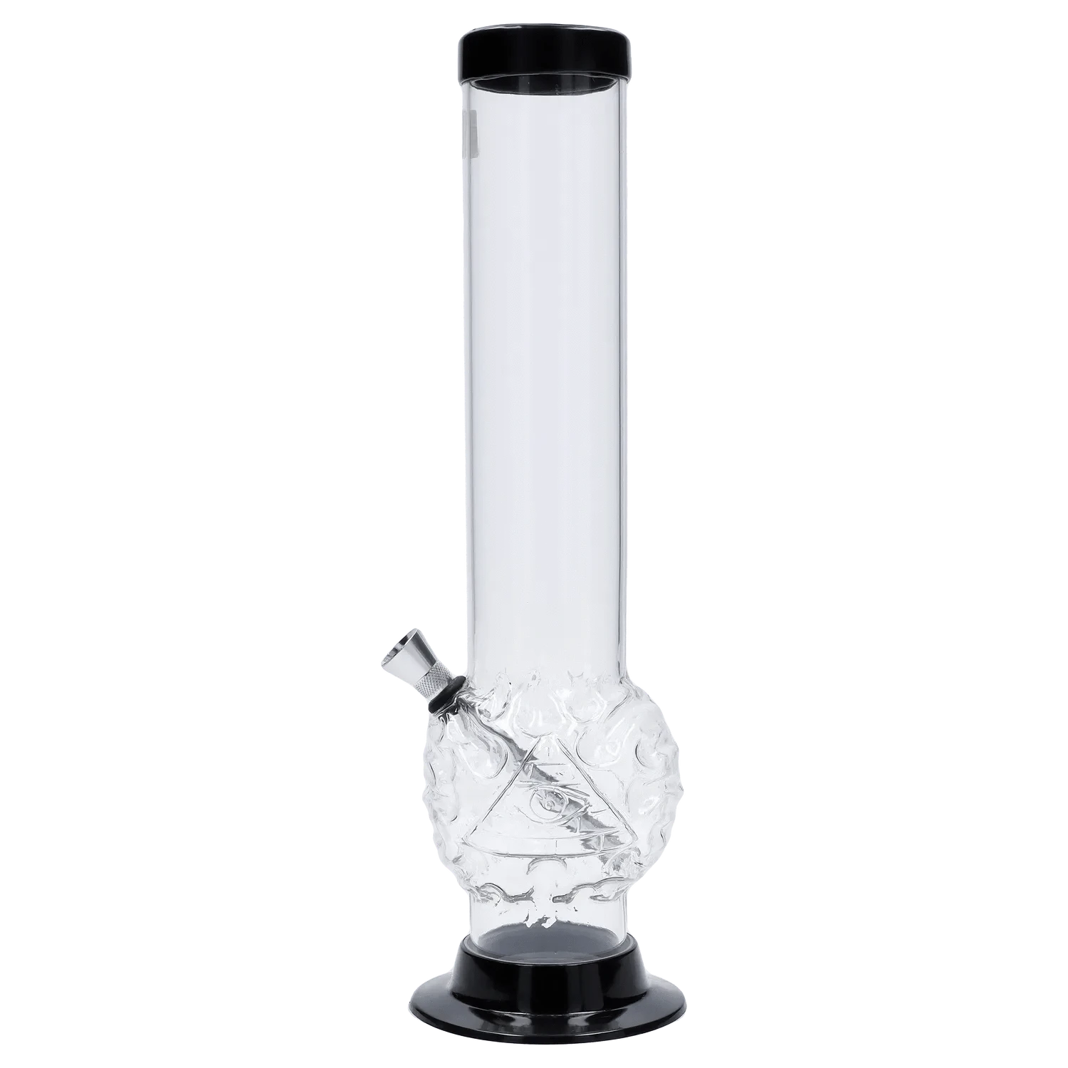 JM Plastic Water Pipe Clear JM Plastics Evil Eye Pyramid Bubble Base Acrylic Water Pipe - 12 in.