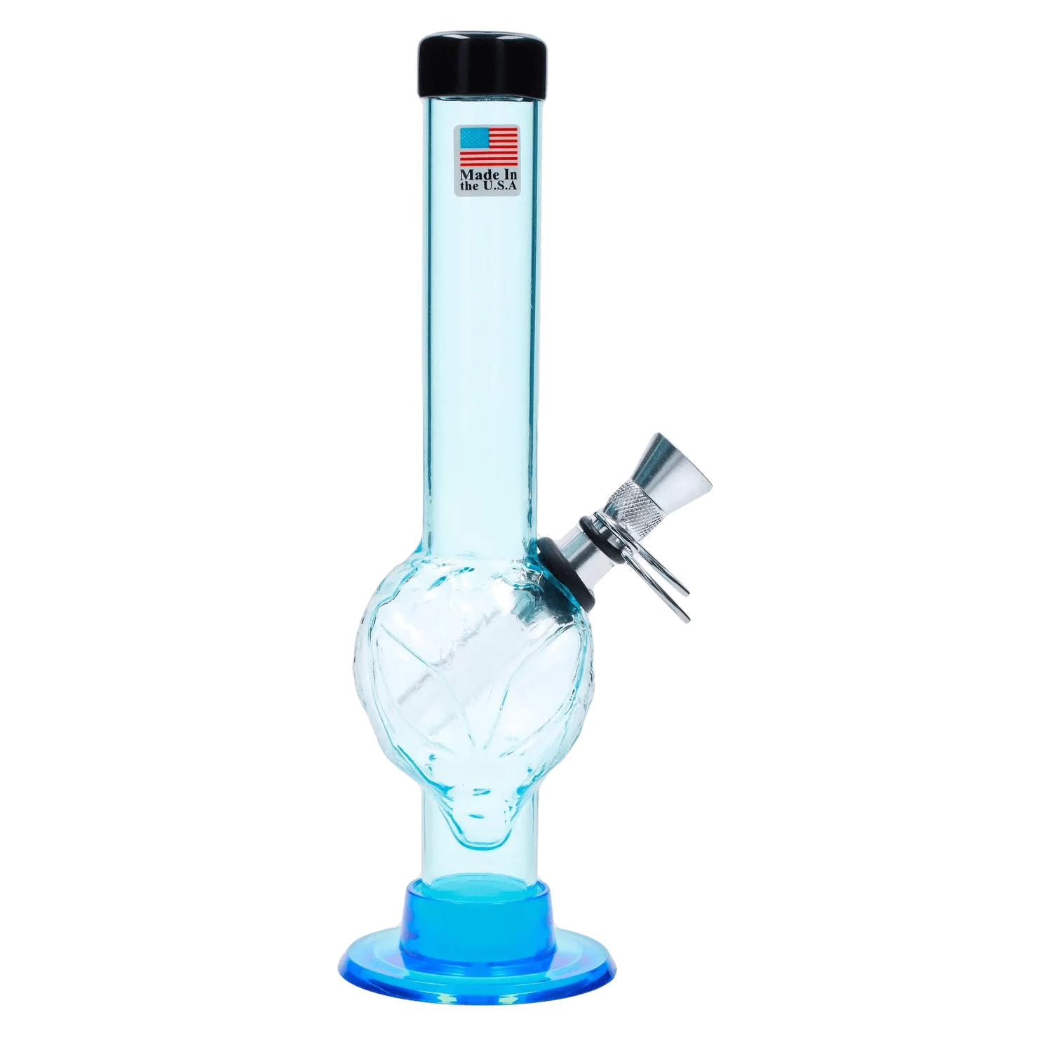 JM Plastic Water Pipe Clear with Blue Tint JM Plastics Alien Base with Pull Slide Acrylic Water Pipe - 8 in.