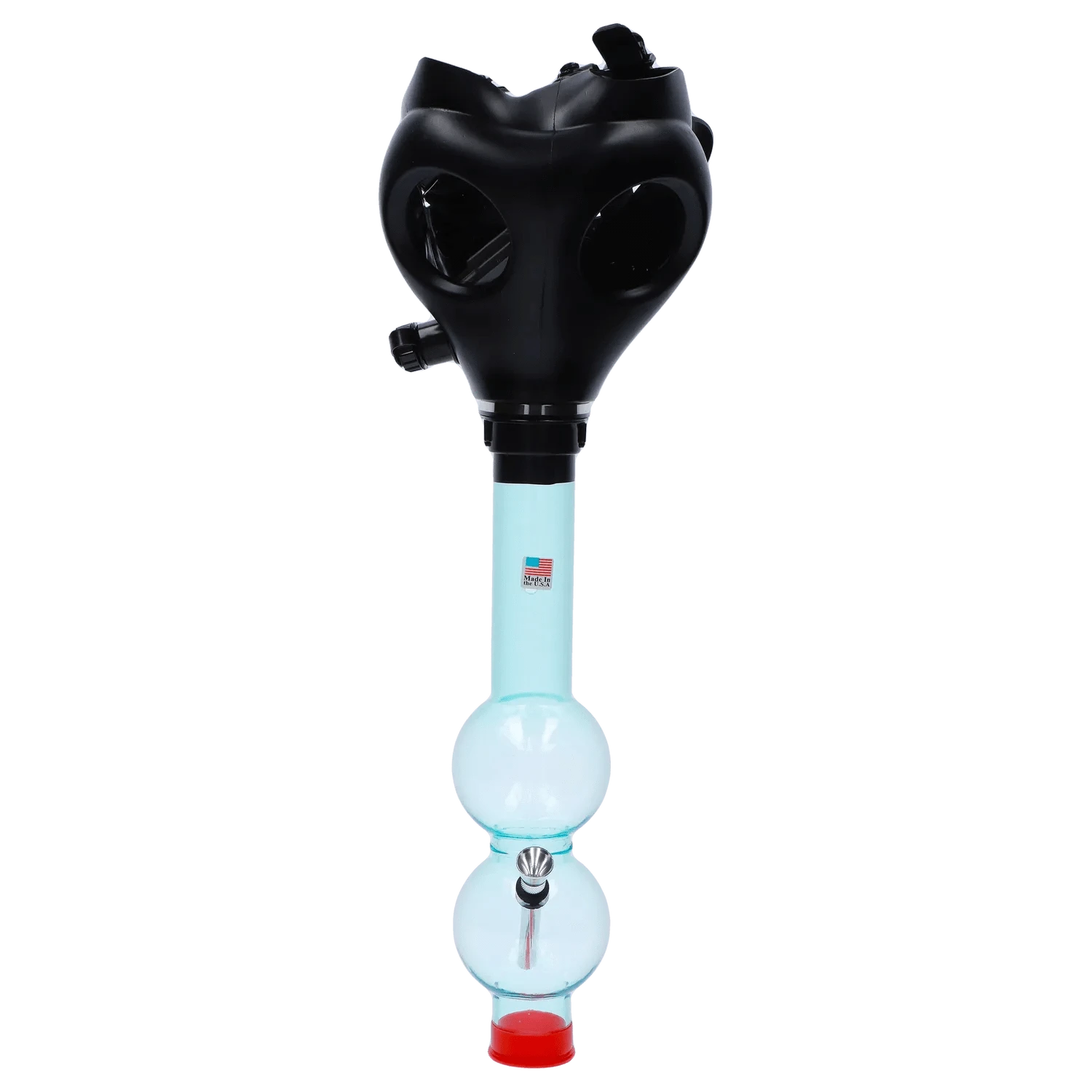 JM Plastic Water Pipe Clear with Blue Tint JM Plastics Black Gas Mask with Bright Acrylic Water Pipe