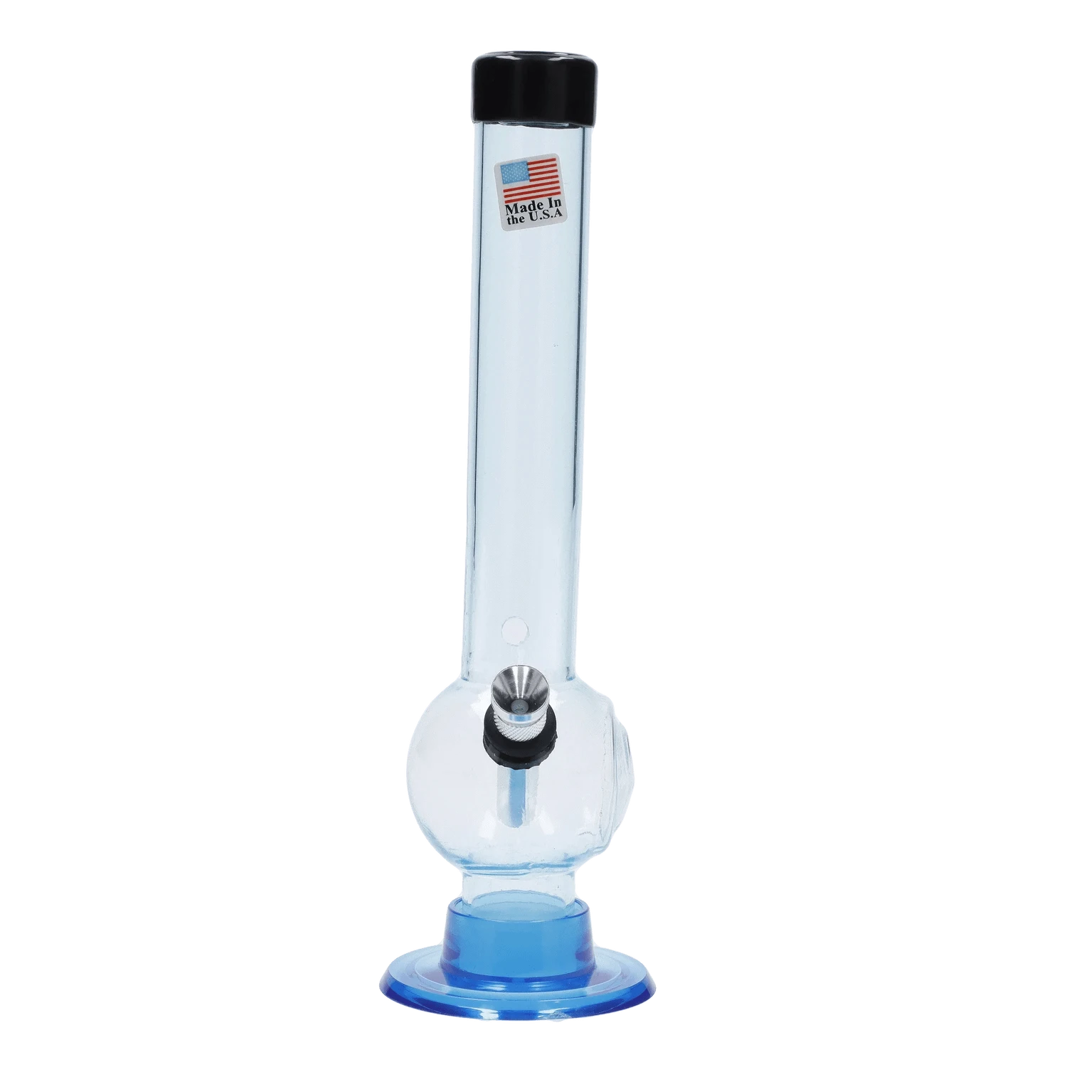 JM Plastic Water Pipe Clear with Blue Tint JM Plastics Magic 8 Ball Base with Carb Hole Acrylic Water Pipe - 8 in.