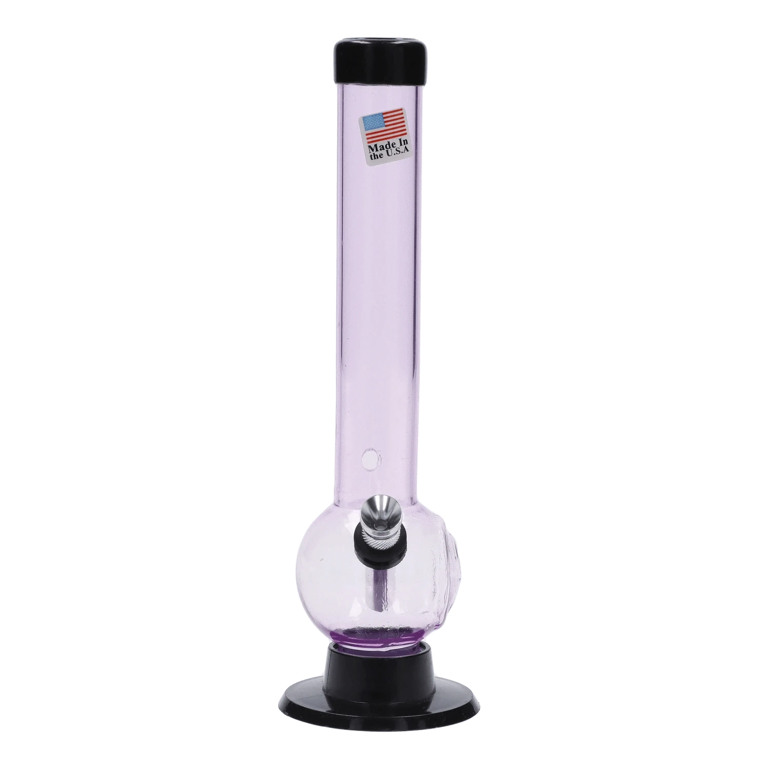 JM Plastic Water Pipe Clear with Purple Tint JM Plastics Magic 8 Ball Base with Carb Hole Acrylic Water Pipe - 8 in.